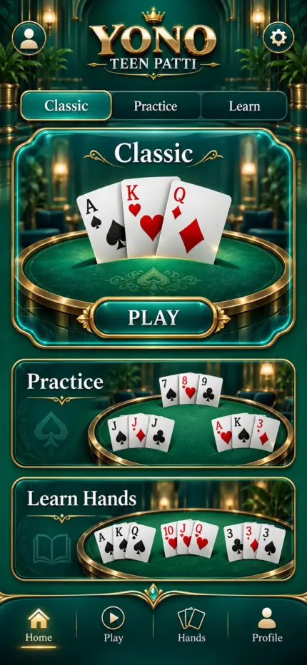 Generated preview: Yono Teen Patti — Teen Patti lobby design